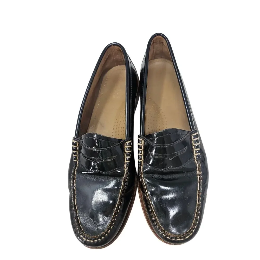 Weejuns Bass 9 Black Patent Leather Penny Loafer Minimalist Classic Academia